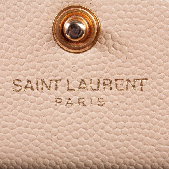 Authentic Saint Laurent Classic Cassandre Chain Wallet in Beige Grain De Poudre - Picture 7 of 9